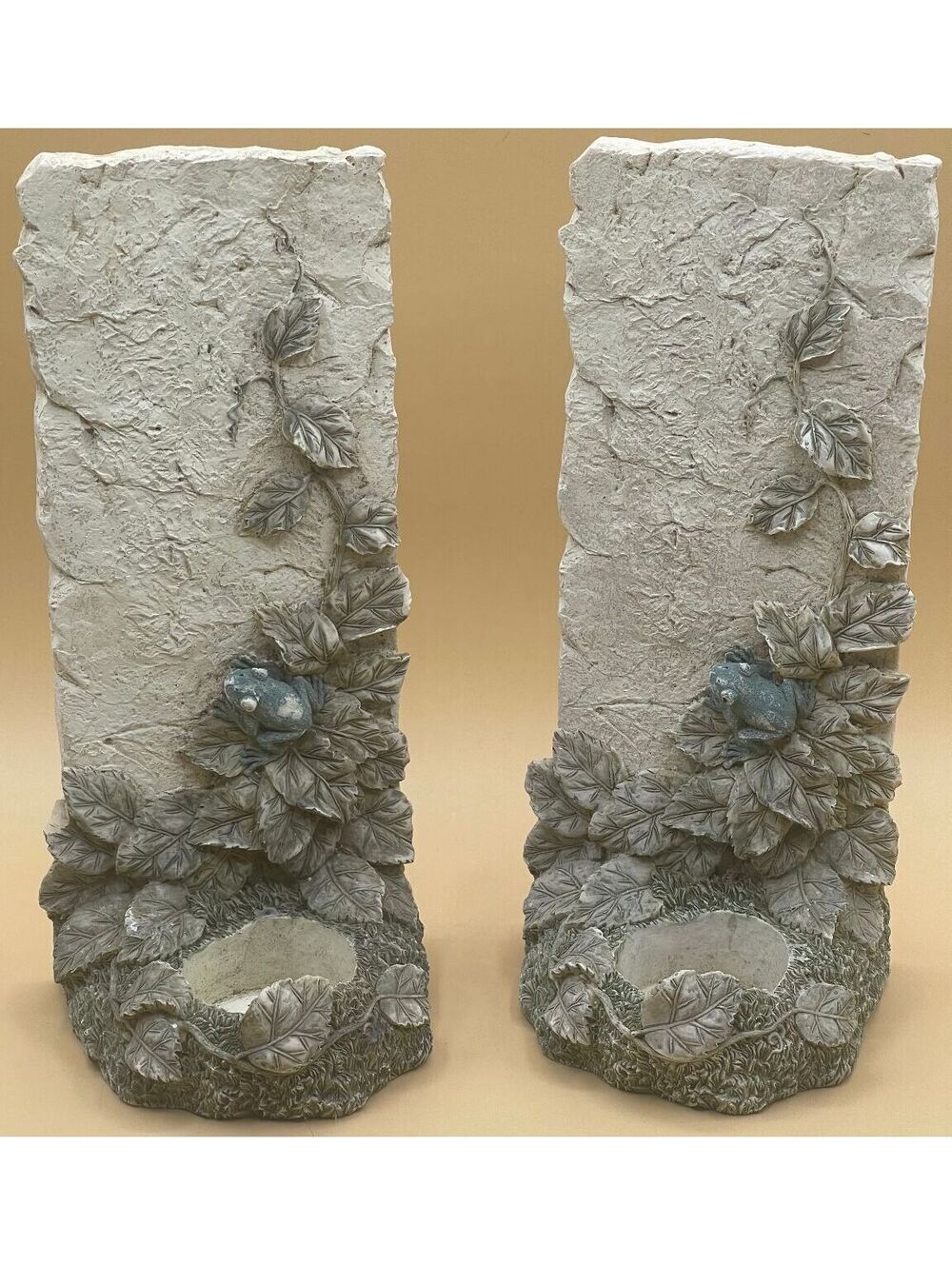 Vintage Wall-Mounted Tea-Light Holders with Frogs and Vine Design